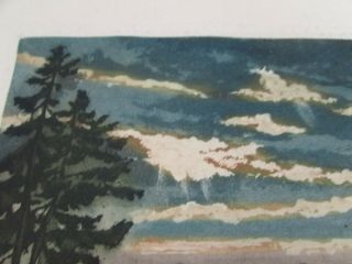 Antique Japanese Woodblock Print With Watercolour Wash,  Signed In Pencil 8