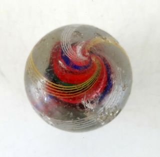 Antique Early Unique Handmade Multi Color Swirled Glass Marble Germany?