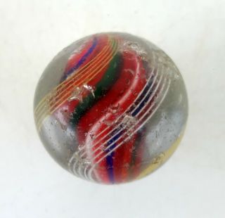Antique Early Unique Handmade Multi Color Swirled Glass Marble Germany? 2