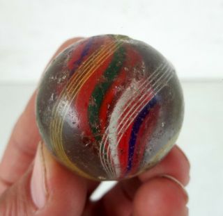 Antique Early Unique Handmade Multi Color Swirled Glass Marble Germany? 3