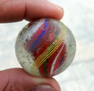Antique Early Unique Handmade Multi Color Swirled Glass Marble Germany? 4