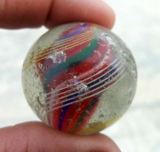 Antique Early Unique Handmade Multi Color Swirled Glass Marble Germany? 5
