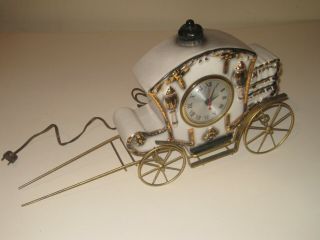 Vintage Sessions Porcelain Carriage Coach Clock & Metal Carriage