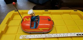 Vintage Tin Toy Battery - Operated Bumper Car W/driver Great 10 "