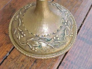 Antique Large Size Very Fancy Brass Fruit Bowl on Pedestal Base - 14 