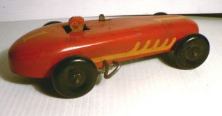 Rare 1940s Budwill Tin Wind Up Race Car Indy Red 1