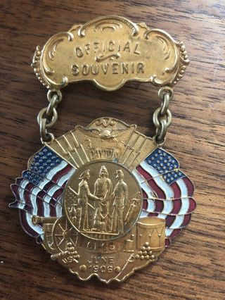 Rare 1906 Dayton Ohio Civil War Gar 40th Encampment Badge Souvenir Pin