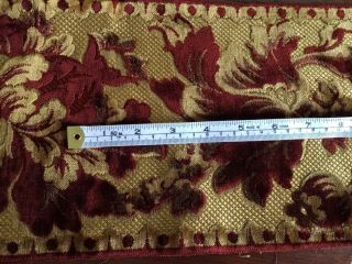 Antique French cut velvet long length - red and gold - over 2 yds 7.  5” wide 6