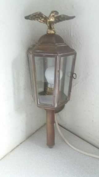 Vintage Brass Eagle Carriage Style Wall Lamp / Light - 15 Inch Tall