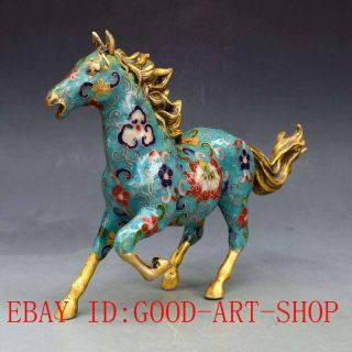 Chinese Vintage Brass Handwork Cloisonne Horse Statue L12