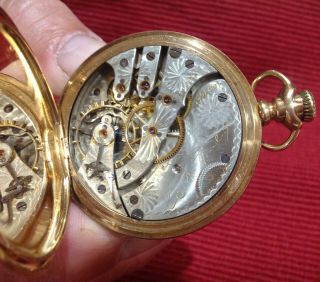 Antique Hampden Watch Co.  17 Jewels 14K Dueber Pocket Watch doesn ' t run 10