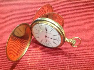 Antique Hampden Watch Co.  17 Jewels 14K Dueber Pocket Watch doesn ' t run 9