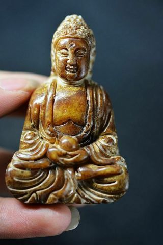 Unique Chinese Old Jade Carved Buddha Statue/pendant J17