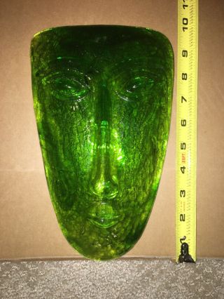 RARE MID CENTURY PABLO PICASSO STYLE GREEN FACE GLASS SCULPTURE ABSTRACT ART MCM 3