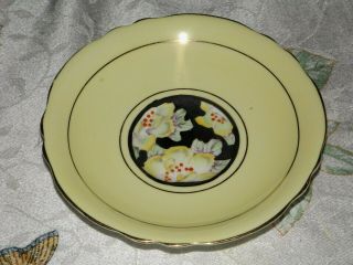 Vintage Paragon Black with Yellow Flowers & Yellow Band Footed Tea Cup & Saucer 5