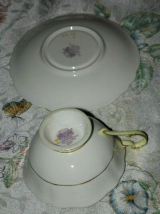 Vintage Paragon Black with Yellow Flowers & Yellow Band Footed Tea Cup & Saucer 8