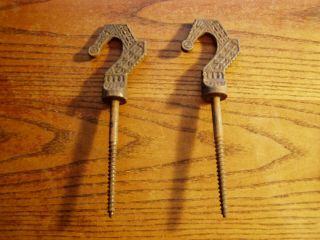 Vintage Matched Pair Ceiling Plant Screw Hook Chandelier Lamp Old Cast Iron