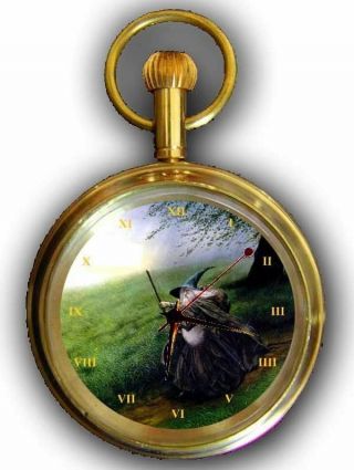Gandalf Art Collectible Lord Of The Rings 17 Jewel Brass Pocket Watch
