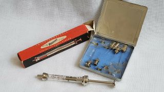 Vintage Glass & Steel Rocket Syringe & Everett The Star Hypodermic Needles