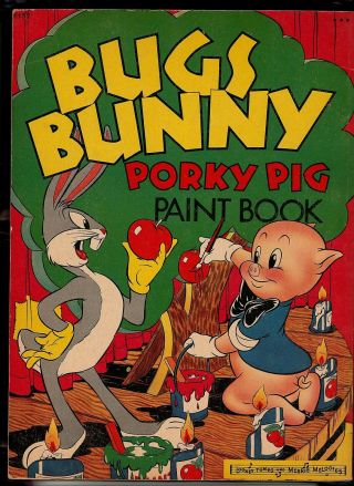BUGS BUNNY PORKY PIG PAINT BOOK 1947 RARE VTG COLORING BOOK LOONEY TUNES NOS 2