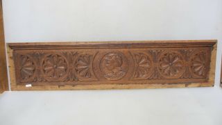 Antique Carved Wooden Panel Plaque Door Victorian Floral Old Roman Soldier 38 "
