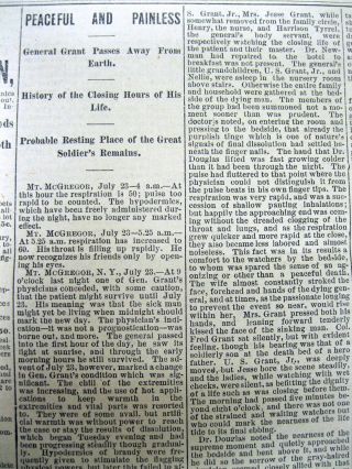3 1885 Newspapers With The Death Of Ex - President General Ulysses S Grant