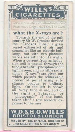 Early Radiology Crookes X - Ray Tube Sciagram 90,  Y/O Ad Trade Card 2