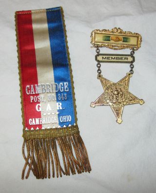 1866 GAR Member Medal Badge Cambridge Ohio Post 343 Reversible Civil War Funeral 2