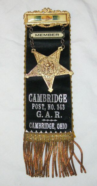 1866 GAR Member Medal Badge Cambridge Ohio Post 343 Reversible Civil War Funeral 4