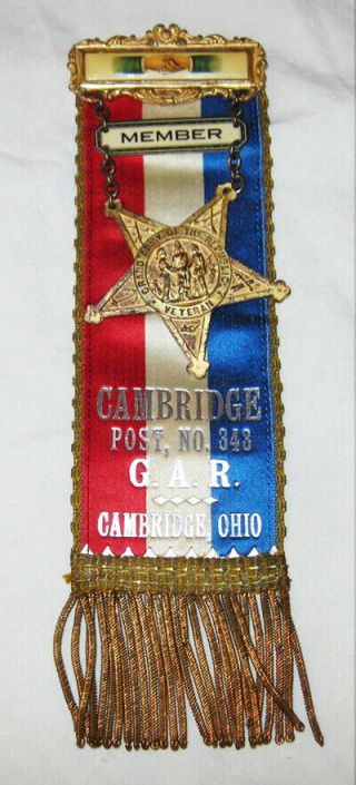 1866 GAR Member Medal Badge Cambridge Ohio Post 343 Reversible Civil War Funeral 5