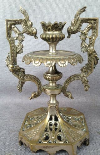 Antique Art Nouveau candlestick silver plated bronze early 1900 ' s France 4