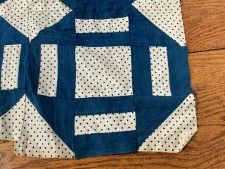 Antique PA c 1890 - 1900 Churn Dash QUILT Top Solid BLUE Mennonite 7