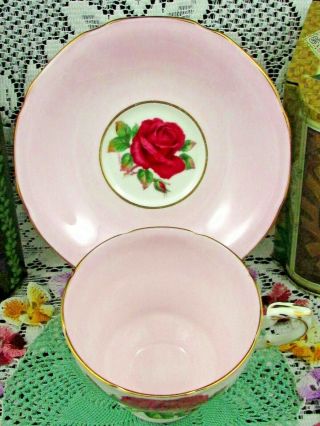 PARAGON RED CABBAGE ROSE CANDY PINK TEA CUP AND SAUCER 2