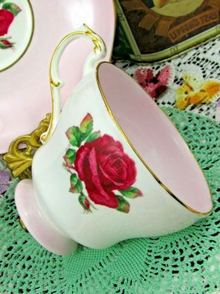 PARAGON RED CABBAGE ROSE CANDY PINK TEA CUP AND SAUCER 3