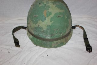 Us Military Issue Vietnam Era M1 Helmet With Liner Mitchell Pattern Cover V5