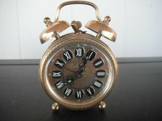 Vintage Blessing Double Bell Brass Alarm Clock West Germany