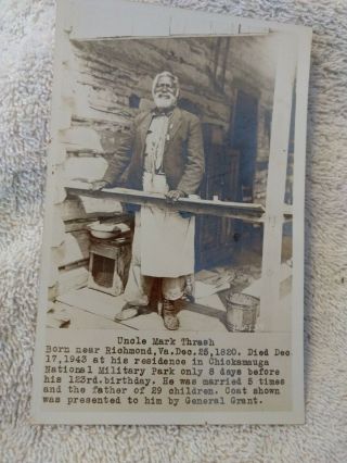 Former Georgia Slave,  Confederate Body Servant Real Photo Postcard / Chickamauga