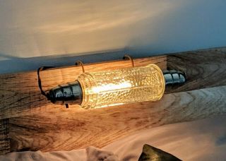 Vintage Glass Art Deco Electric Bed Headboard Lamp With Chrome Metal Ends