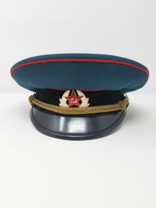 Vintage Ussr Russian Soviet Army Officer Hat Cap Blue Size Xxl 7.  5 Usa Seller