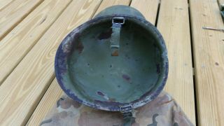 ALL U.  S.  M1 HELMET LINER AND EARLY TWILL MITCHELL CAMO COVER POOR COND. 8