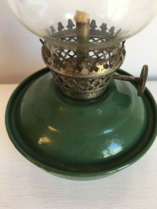 Vintage green enamel Kelly / Nursery lamp with clear shade and weighted base 2