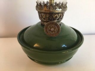 Vintage green enamel Kelly / Nursery lamp with clear shade and weighted base 3