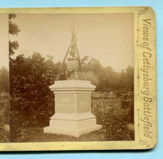 Civil War Gettysburg Mumper Stereoview 10th Ma Monument Massachusetts