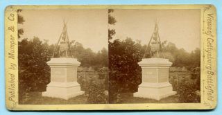 Civil War GETTYSBURG Mumper Stereoview 10th MA MONUMENT Massachusetts 2