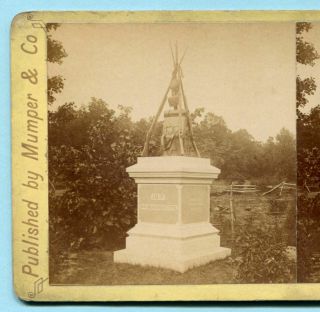 Civil War GETTYSBURG Mumper Stereoview 10th MA MONUMENT Massachusetts 3