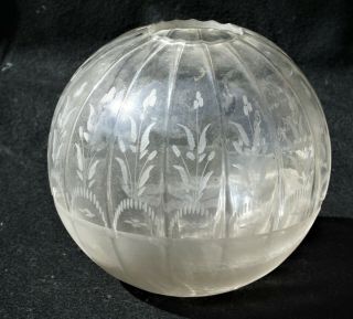 French Antique Victorian Acid Etched Glass Oil Lamp Shade Spare - Replacement Part