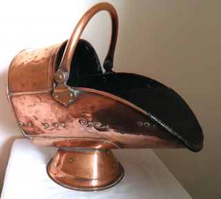 Antique Polished Copper Coal Scuttle Victorian Log Bucket