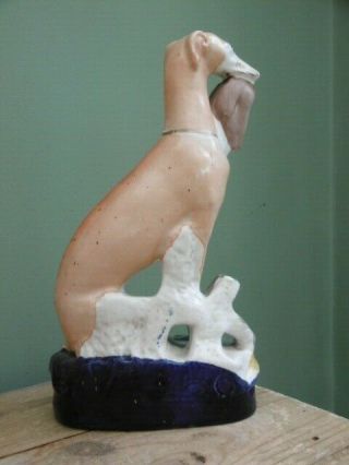 19thc STAFFORDSHIRE GREYHOUND IN SITTING POSE WITH RABBIT IN MOUTH 4
