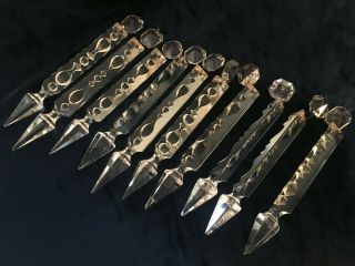 Ten Antique Lead Crystal Spear Lustres Chandeliers Lights