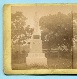 Civil War GETTYSBURG Mumper Stereoview 16th PA CAVALRY MONUMENT 3